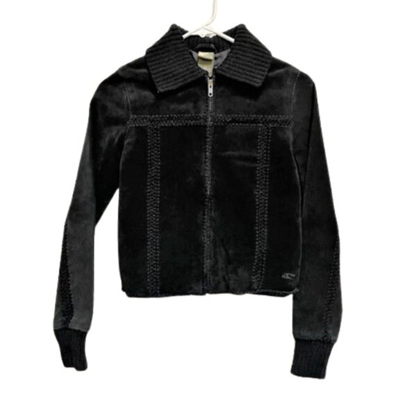 O'Neill black suede leather jacket. - Picture 1 of 10